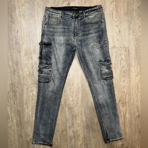 Smoke Denim Cargo Mens Pants
